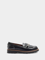 River Island Black Wide Fit Fringed Snaffle Loafers - Image 1 of 5