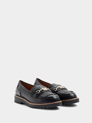 River Island Black Wide Fit Fringed Snaffle Loafers - Image 2 of 5