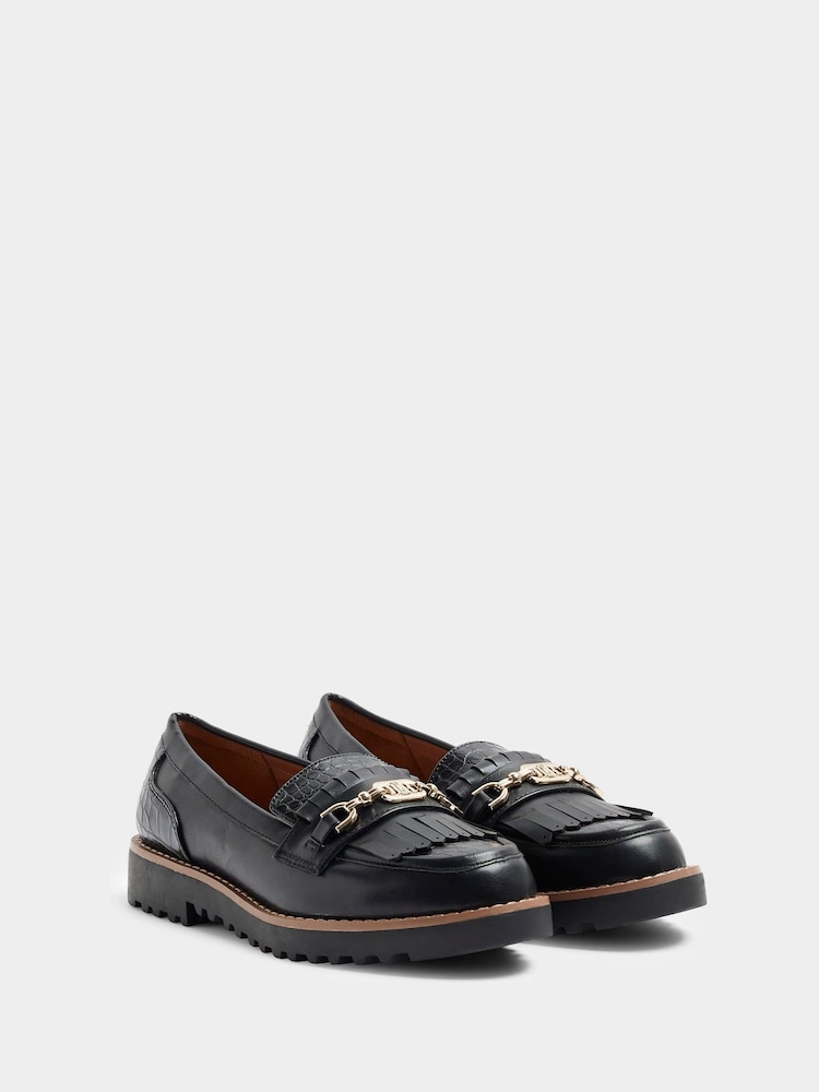 River Island Black Wide Fit Fringed Snaffle Loafers - Image 2 of 5 River Island Black Wide Fit Fringed Snaffle Loafers - Image 2 of 5