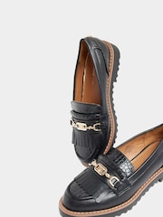 River Island Black Wide Fit Fringed Snaffle Loafers - Image 5 of 5