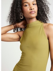 River Island Green Ruched Bodycon Midi Dress - Image 3 of 4