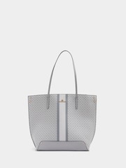 River Island Grey Monogram Stripe Pinched Shopper Bag - Image 1 of 4