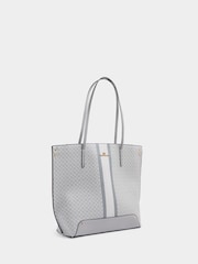 River Island Grey Monogram Stripe Pinched Shopper Bag - Image 3 of 4