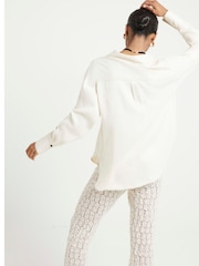 River Island Cream Satin Oversized Shirt - Image 2 of 4