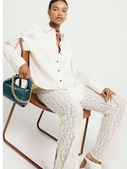 River Island Cream Satin Oversized Shirt - Image 3 of 4