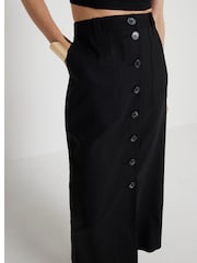 River Island Black 100% Linen Button Up Maxi Skirt - Image 3 of 3