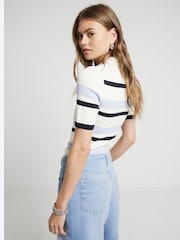 River Island Blue Bow Polo Top - Image 2 of 6