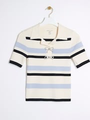 River Island Blue Bow Polo Top - Image 5 of 6