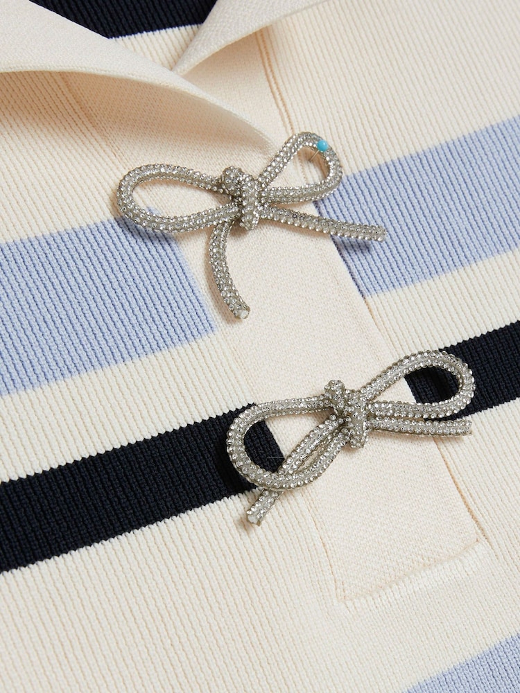 River Island Blue Bow Polo Top - Image 6 of 6