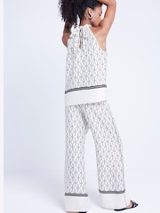 River Island Cream Geo Print Halter Blouse - Image 2 of 4