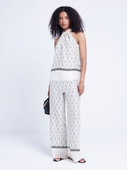 River Island Cream Geo Print Halter Blouse - Image 3 of 4