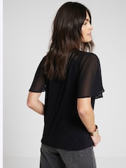River Island Black Hybrid Pleated Blouse - Image 2 of 4