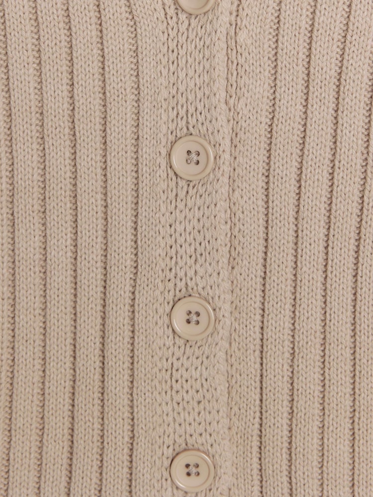 River Island Brown Waistcoat Hybrid Knitted 100% Cotton Jersey Top - Image 4 of 4