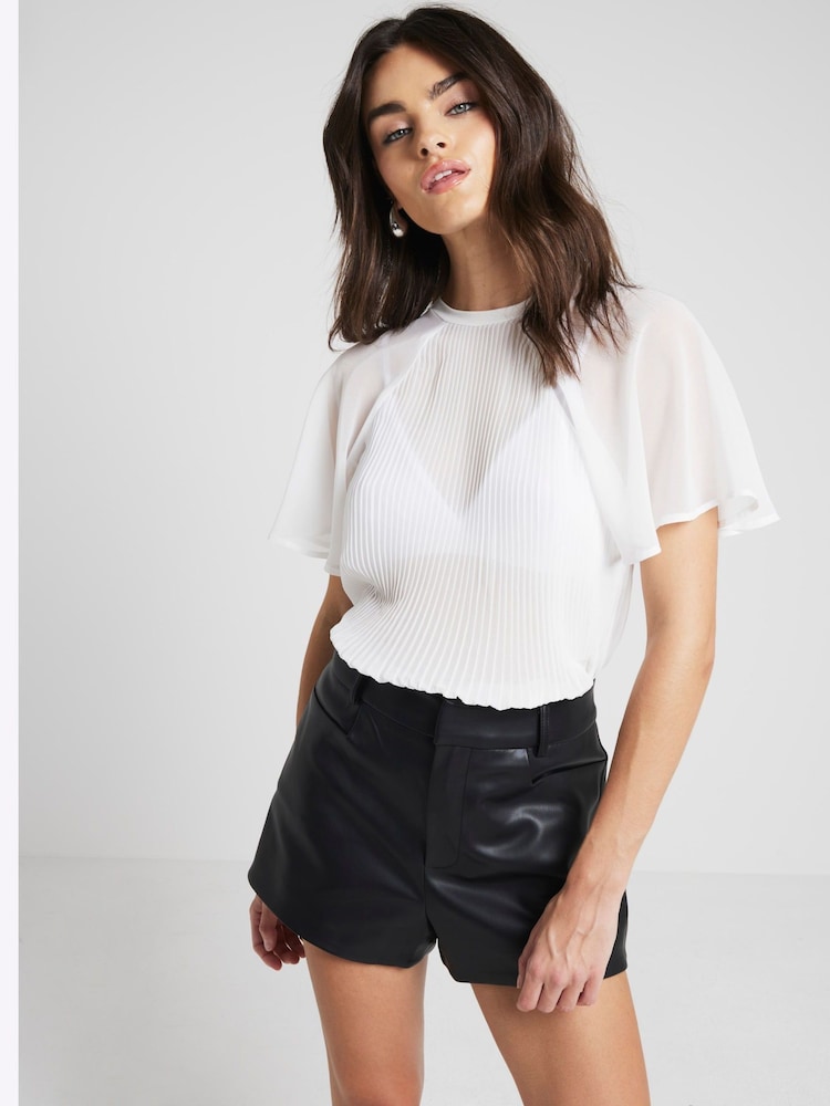 River Island White Hybrid Pleated Blouse - Image 1 of 4