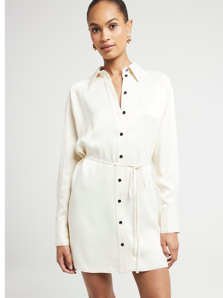 River Island White Belted Shirt Dress - Image 1 of 4