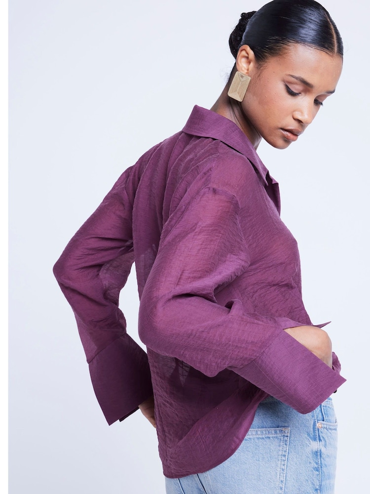 River Island Purple Twist Front Button Up Shirt - Image 2 of 4