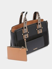 River Island Black Black Webbing Handle Front Pocket Tote Bag - Image 2 of 4