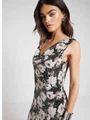 River Island 100% Cotton Guler căzut drapat Maxi Floral Rochie - Image 4 of 6