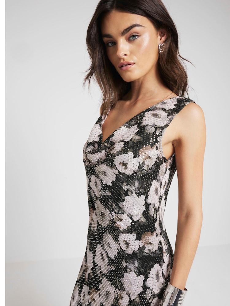 River Island 100% Cotton Guler căzut drapat Maxi Floral Rochie - Image 4 of 6