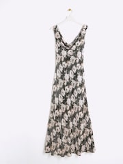 River Island 100% Cotton Guler căzut drapat Maxi Floral Rochie - Image 5 of 6