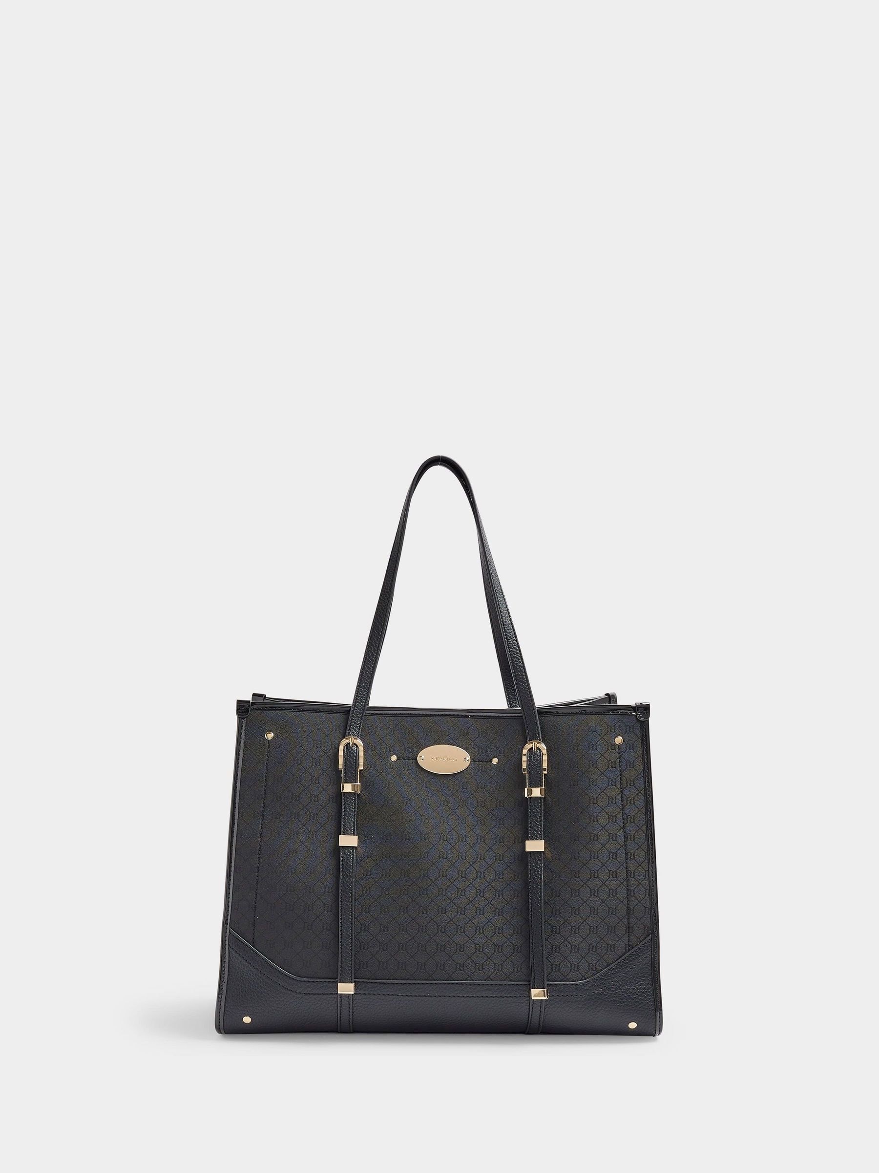 Buy River Island Black Jacquard Buckle Square Shopper Bag from Next Ireland