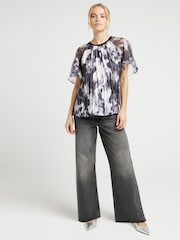 River Island Black Hybrid Crinkle Top - Image 1 of 4