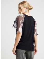 River Island Black Hybrid Crinkle Top - Image 2 of 4