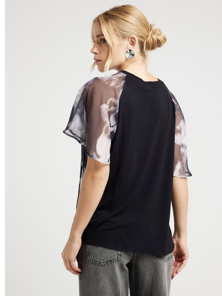 River Island Black Hybrid Crinkle Top - Image 2 of 4