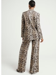 River Island Brown Leopard Print Wide Leg Tailored Trousers - Image 2 of 4