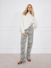 River Island Brown High Rise Straight Leopard Print 100% Cotton Jeans - Image 1 of 7