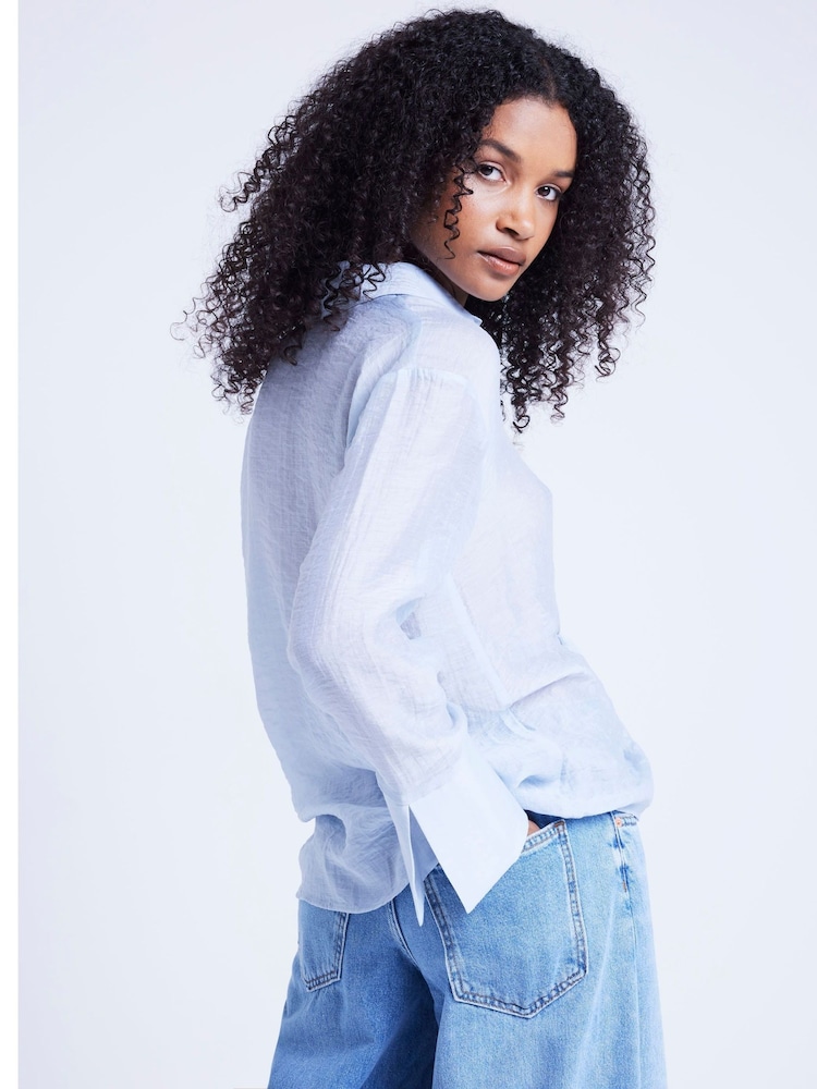 River Island Blue Twist Front Button Up Shirt - Image 2 of 6
