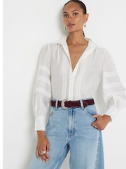 River Island White Linen and Lace Trim Shirt - Image 1 of 4
