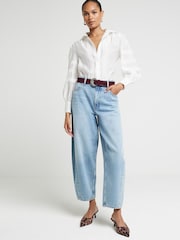 River Island White Linen and Lace Trim Shirt - Image 2 of 4