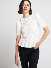 River Island White Textured Shirred Top - Image 1 of 4