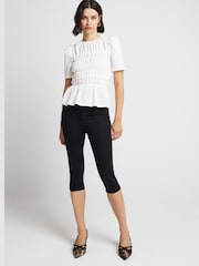 River Island White Textured Shirred Top - Image 2 of 4