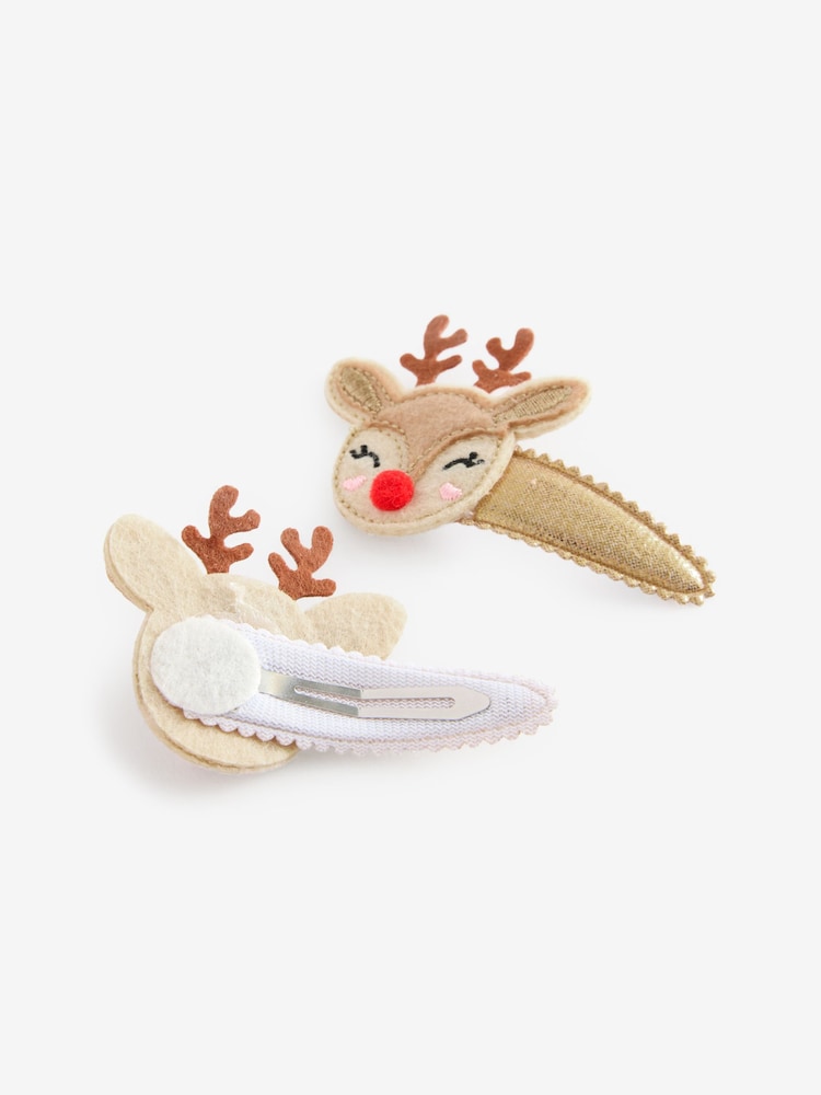 Gold Reindeer Christmas Clips 2 Pack - Image 2 of 2 Gold Reindeer Christmas Clips 2 Pack - Image 2 of 2
