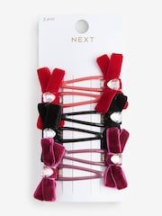 Bright Pink Velvet Bow Clips 6 Pack - Image 1 of 3