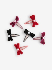 Bright Pink Velvet Bow Clips 6 Pack - Image 2 of 3