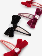 Bright Pink Velvet Bow Clips 6 Pack - Image 3 of 3