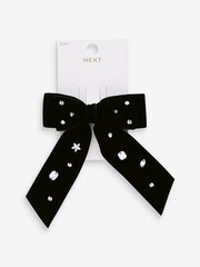 Black Embellished Velvet Statement Clip - Image 1 of 4