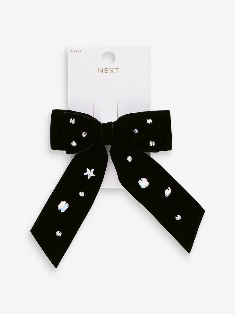 Black Embellished Velvet Statement Clip - Image 1 of 4