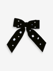 Black Embellished Velvet Statement Clip - Image 2 of 4