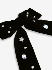 Black Embellished Velvet Statement Clip - Image 3 of 4