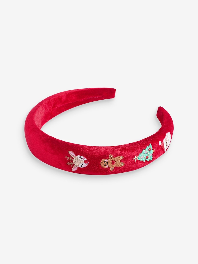Red Embroidered Christmas Aliceband - Image 1 of 2