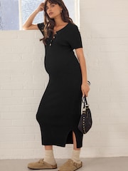 Negro - Maternity Collared Dress - Imagen 1 de 8