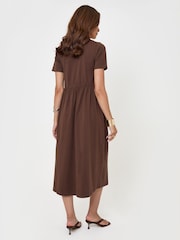 Threadbare Brown Jersey Midi Smock Dress With Pockets - Image 2 of 4