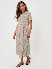 Threadbare Animal Jersey Midi Smock Dress With Pockets - Image 1 of 4