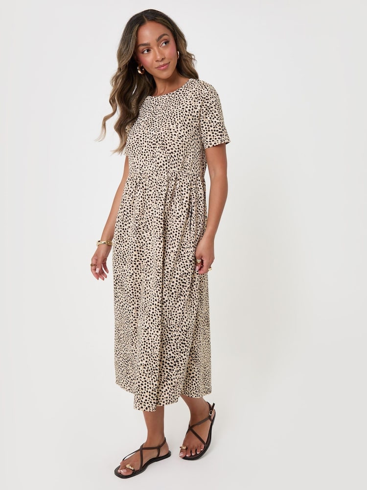 Threadbare Animal Jersey Midi Smock Dress With Pockets - Image 1 of 4 Threadbare Animal Jersey Midi Smock Dress With Pockets - Image 1 of 4