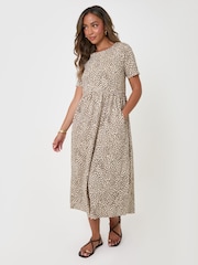 Threadbare Animal Jersey Midi Smock Dress With Pockets - Image 3 of 4