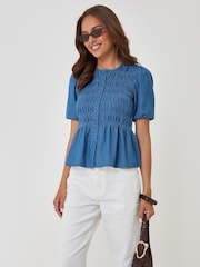 Көк - Threadbare джинсы қысқа жеңді көйлек - 4суретінің 3 суреті